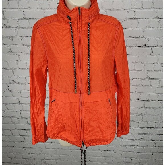 Free People Orange Nylon Full Zip Lightweight Windbreaker Jacket Size Medium M - Picture 1 of 12